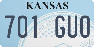 KS license plate 701GUO