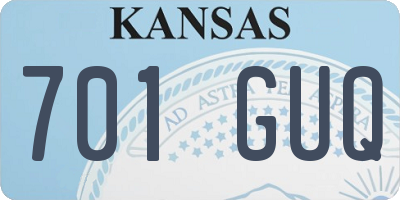 KS license plate 701GUQ