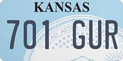 KS license plate 701GUR