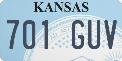KS license plate 701GUV