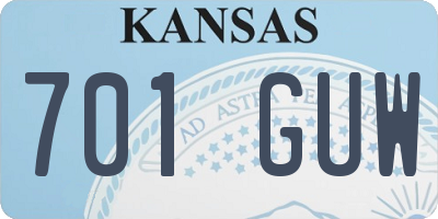 KS license plate 701GUW