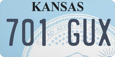 KS license plate 701GUX