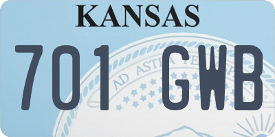 KS license plate 701GWB