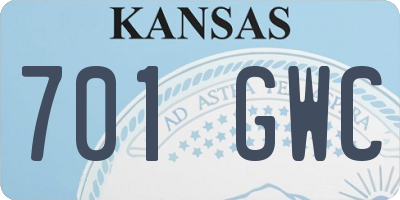 KS license plate 701GWC