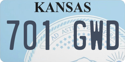 KS license plate 701GWD