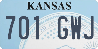KS license plate 701GWJ