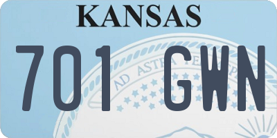 KS license plate 701GWN