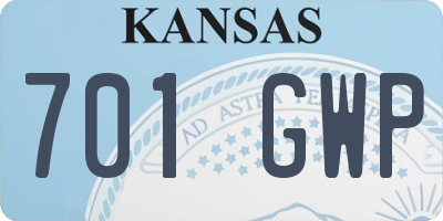 KS license plate 701GWP