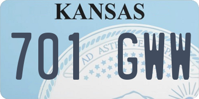 KS license plate 701GWW