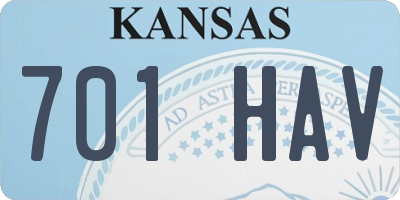 KS license plate 701HAV