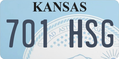 KS license plate 701HSG