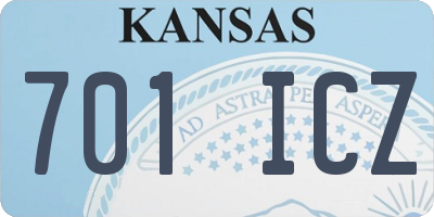 KS license plate 701ICZ
