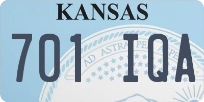 KS license plate 701IQA