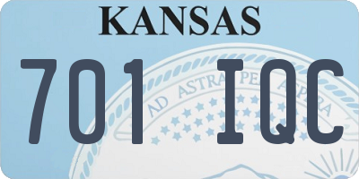 KS license plate 701IQC