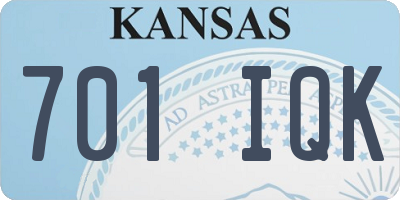 KS license plate 701IQK