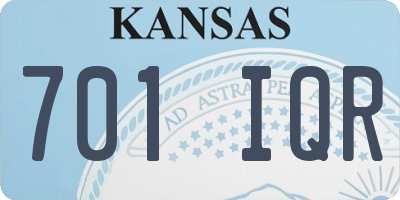 KS license plate 701IQR