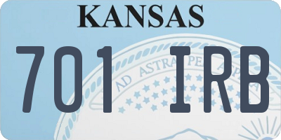 KS license plate 701IRB