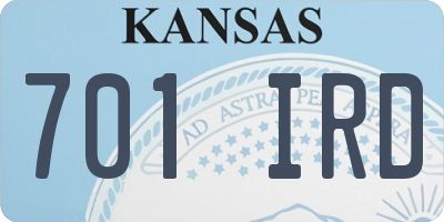 KS license plate 701IRD