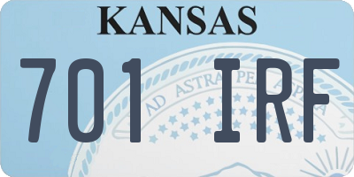KS license plate 701IRF