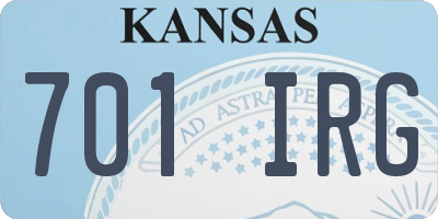 KS license plate 701IRG