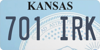 KS license plate 701IRK