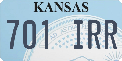 KS license plate 701IRR