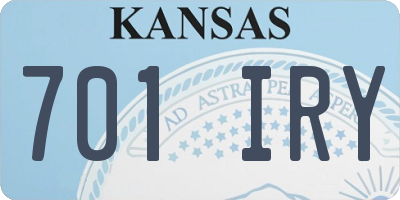 KS license plate 701IRY