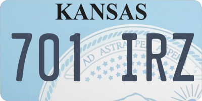 KS license plate 701IRZ