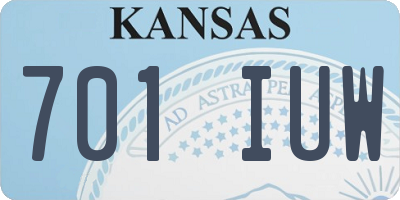 KS license plate 701IUW