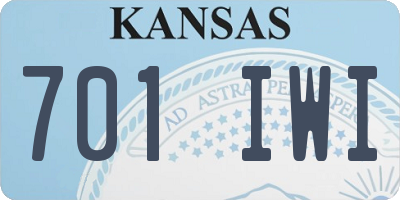 KS license plate 701IWI