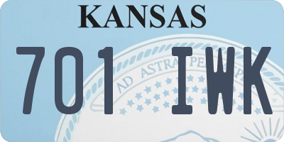 KS license plate 701IWK