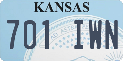 KS license plate 701IWN