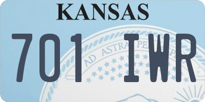 KS license plate 701IWR