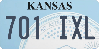 KS license plate 701IXL