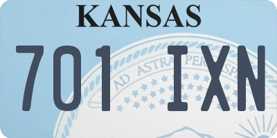 KS license plate 701IXN