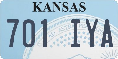 KS license plate 701IYA