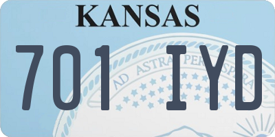 KS license plate 701IYD