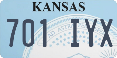 KS license plate 701IYX