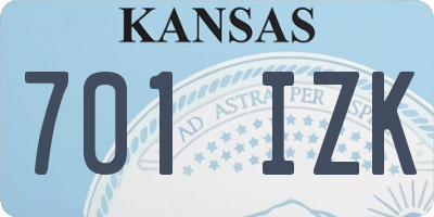 KS license plate 701IZK