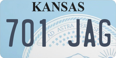 KS license plate 701JAG