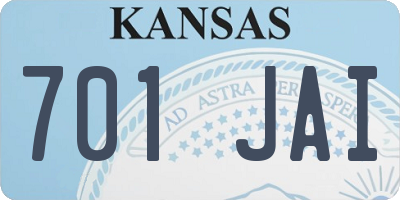 KS license plate 701JAI