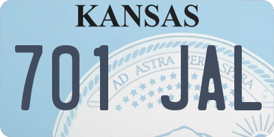 KS license plate 701JAL