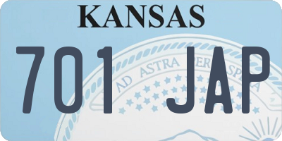 KS license plate 701JAP