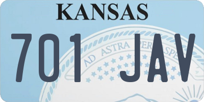 KS license plate 701JAV