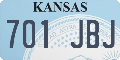 KS license plate 701JBJ