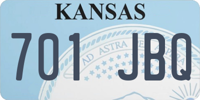 KS license plate 701JBQ