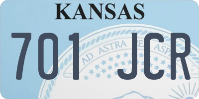 KS license plate 701JCR