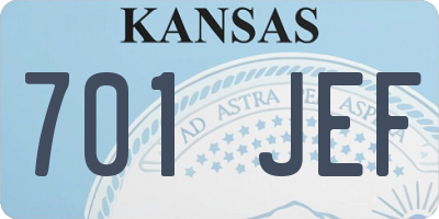 KS license plate 701JEF