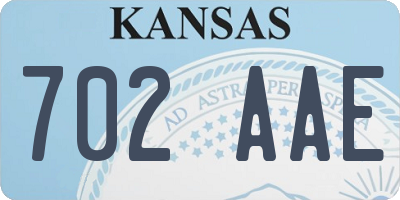 KS license plate 702AAE