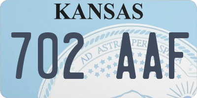 KS license plate 702AAF